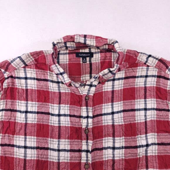 Croft & Barrow Tartan Flannel Button Up Shirt Mens Size Medium M Red White - Picture 1 of 10